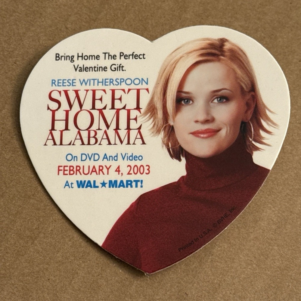 Sweet Home Alabama Movie Memorabilia Heart Vtg 2003 Cardboard Pinback Button Pin
